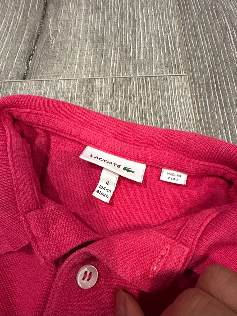 Lacoste Kids Hot Pink Polo with Green Crocodile Logo - Picture 2 of 4